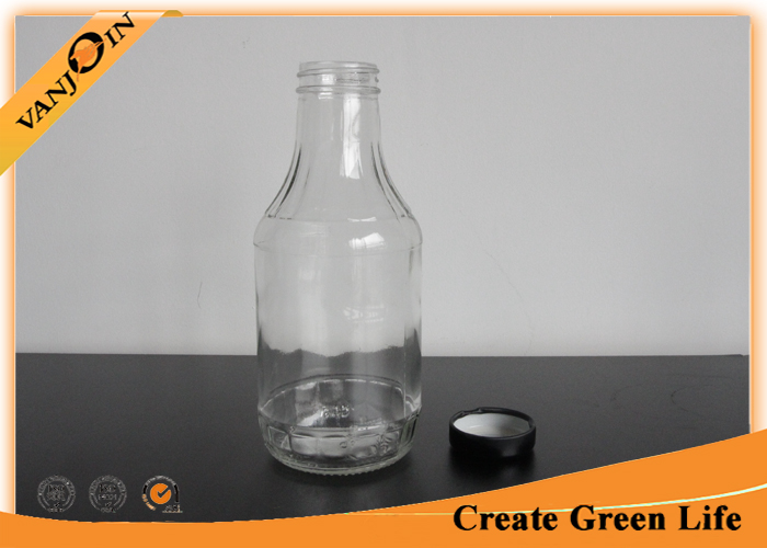 Kitchenware 16oz Empty Glass Bottle for Sauce Preserving With Black Screw Lids