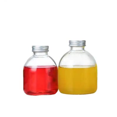 Wholesale 10oz 16oz glass fruit juice bottles with aluminum caps
