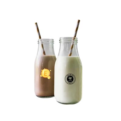 High borosilicate clear 250ml milkshake glass bottle with straw wholesale