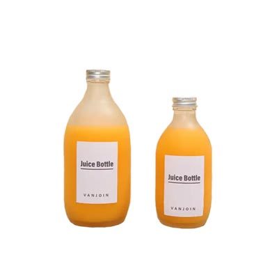 Frosted food grade 500ml glass juice bottles with aluminum caps