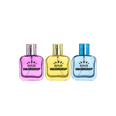 Clear square small 50ml glass refillable perfume bottle with sprayer from china supplier