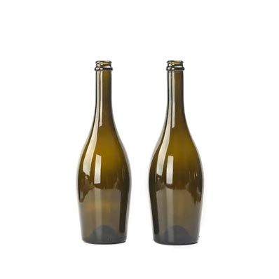 Unique design round 750ml glass dark green wine bottles with cork 