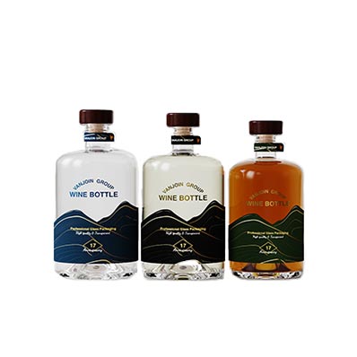 Custom 500ml 700ml 750ml sake rum tequila brandy round empty glass gin bottles with cork tops