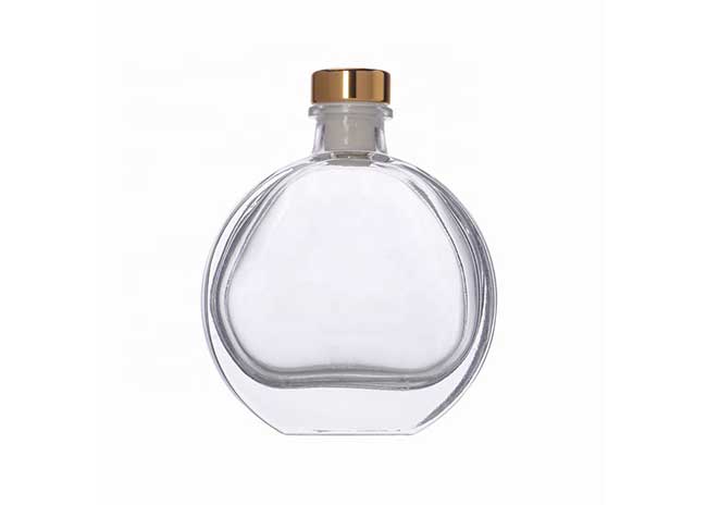 Flat round air fresh clear 50ml glass diffuser bottle with reeds for home/car/office