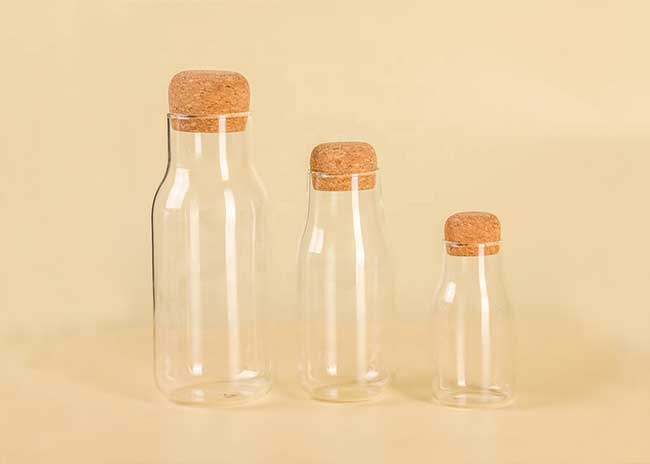 New design clear 16oz glass cold pressed juice bottles with cork