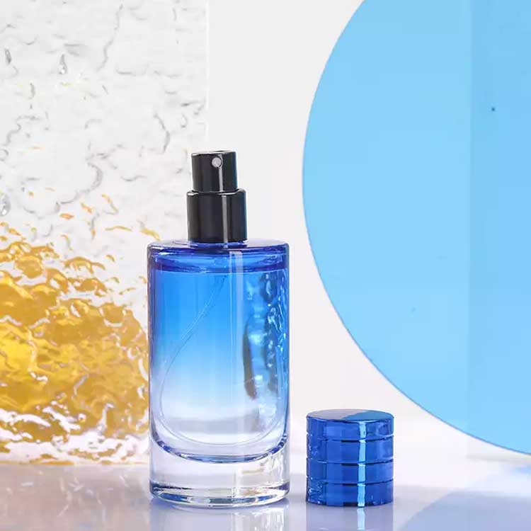 Luxury cylinder 50ml glass crystal perfume bottles with mist sprayer wholesale