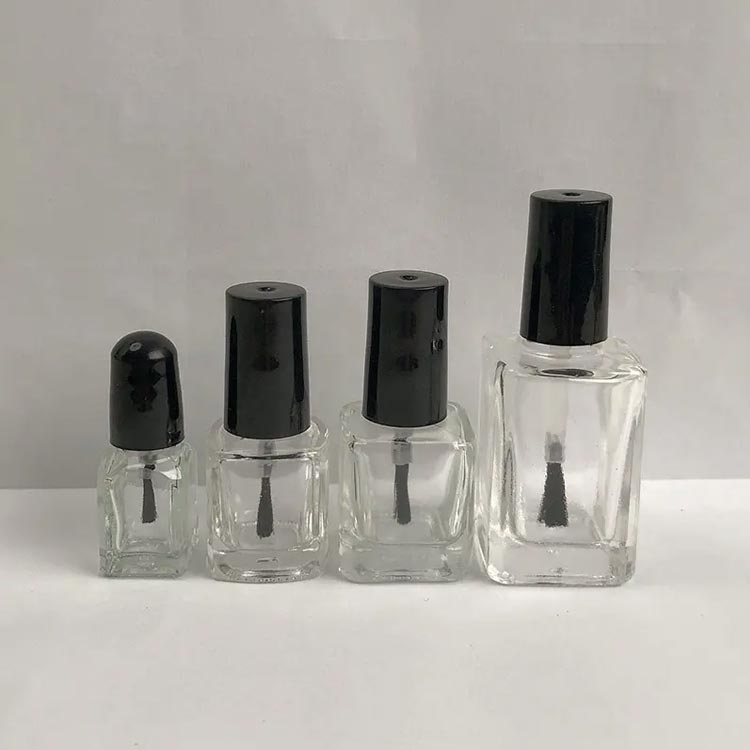 Custom empty 3ml 5ml 8ml 15ml flint square glass nail polish bottles with brush bulk
