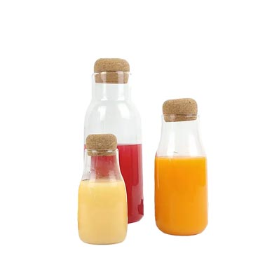 New design clear 16oz glass cold pressed juice bottles with cork