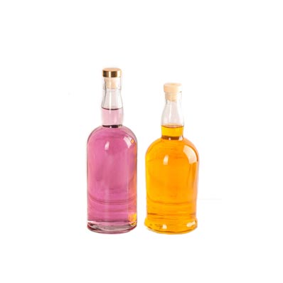 Crystal clear 750ml glass wine bottle with corked stopper from supplier direct