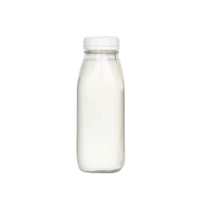 Custom label clear square 16oz glass dairy bottles with tamper evident caps