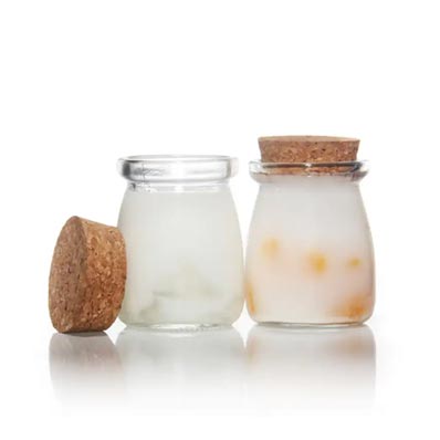 Reusable empty clear 100ml glass yogurt jars with lids wholesale 