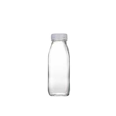 Wholesale clear 16oz square glass juice drink bottles with caps for juicing ginger whiskey