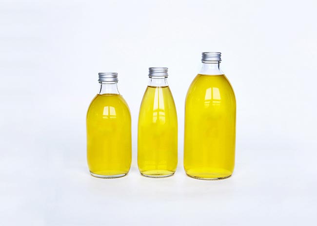 Bulk sale round clear 250ml glass lemonade bottles