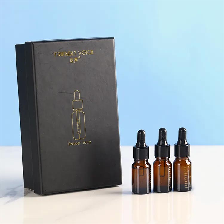 Wholesale 10ml amber glass massage oil bottles with scale for spa