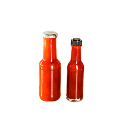China supplier glass sauce bottles for sale with black caps for chili sauce