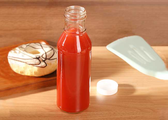 Custom label empty clear 12oz glass tomato sauce bottles with caps wholesale