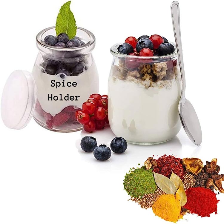 Reusable empty clear 100ml glass yogurt jars with lids wholesale
