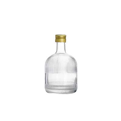 Custom label fancy crystal 380ml vertical stripe wine drink bottles ribbed origami wine bottles with