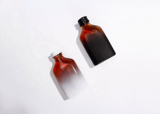 Small clear flat 200ml glass flask wine bottles for liquor