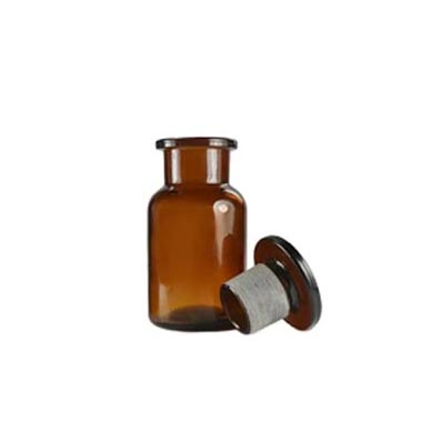 Wide mouth small 250ml amber glass reagent bottle with ground stopper