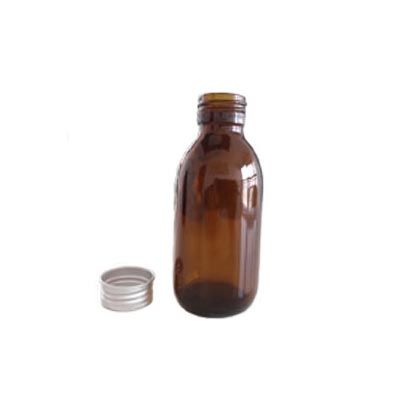 Small 150ml amber boston round glass syrup bottles