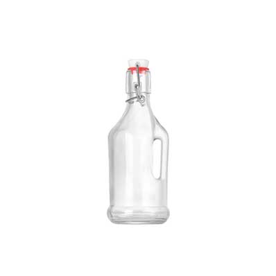 Airtight reusable home brew bottles swing top glass bottles with handle for juice kombucha beer kief