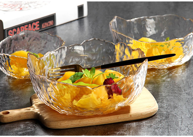 148mm wholesale transparent double wall salad glass bowl