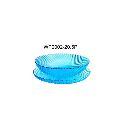 Custom 205mm blue glass plates with beaded edge wholesale