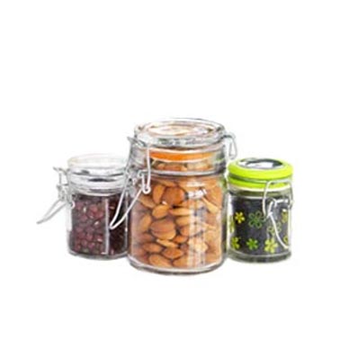 Wide mouth clear airtight 120ml glass clip jars with clamp lids wholesale