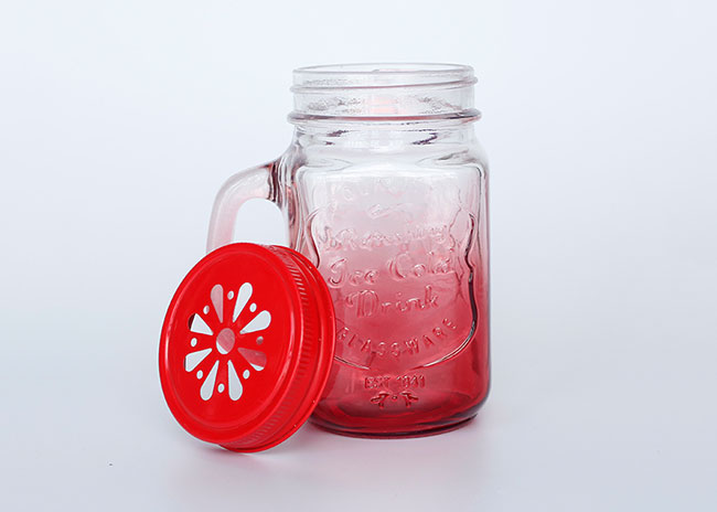 Clear square glass mason jar cups with lids and straws from china manufacurer