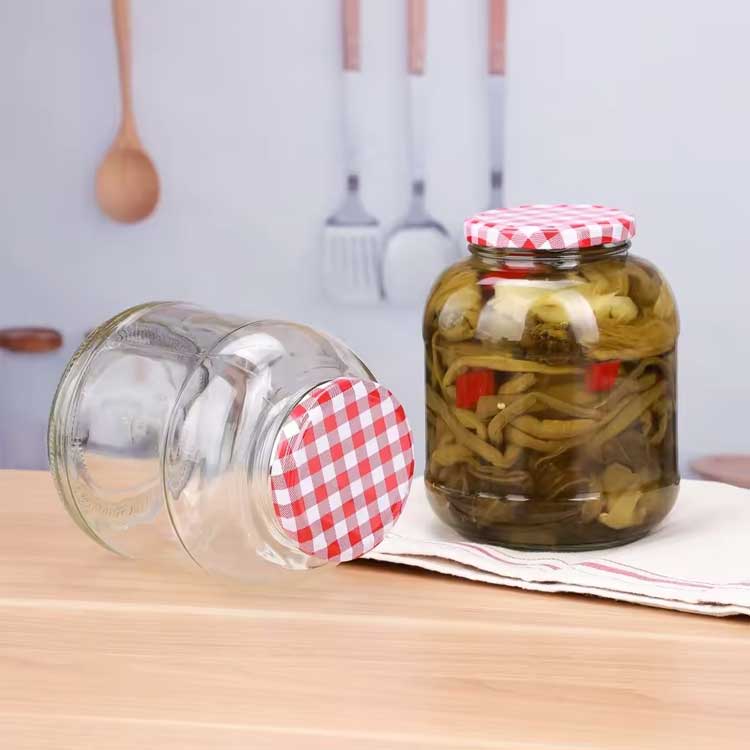 Leakproof large clear round 1500ml glass fermentation jar with lug lid for kitchen