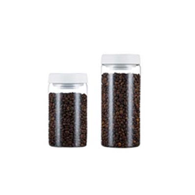 Wide mouth clear round 500ml airtight glass coffee jar with vacuum lid