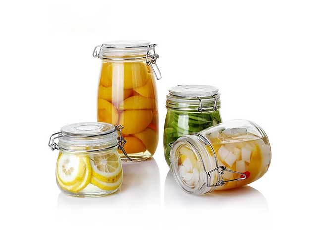 Food grade 3200ml factory price glass air tight jars wholesale with clip lids for food storage