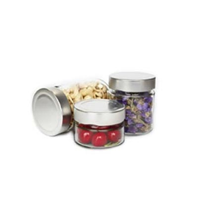 Custom label round 106ml 212ml 314ml ergo glass jars with deep metal lids