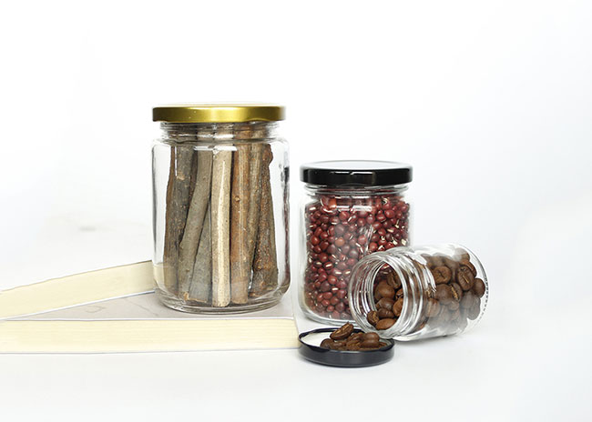 300ml round glass jar bottle with lids
