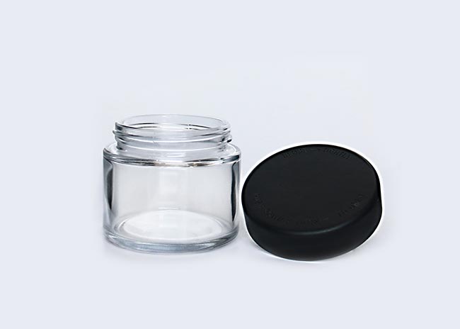 Factoty price small 60ml 90ml 120ml glass cannabis jar with childproof lid bulk