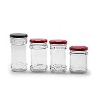 370ml clear glass chutney jars wholesale with silver lids for jam