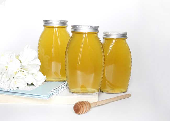 High Quality Food Grade 16oz Classic Queenline Glass Honey Jars