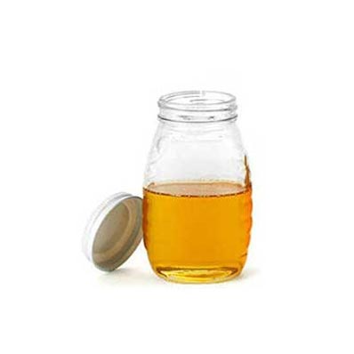 New Design clear 8oz glass queenline honey jars with metal lids and wood dipper