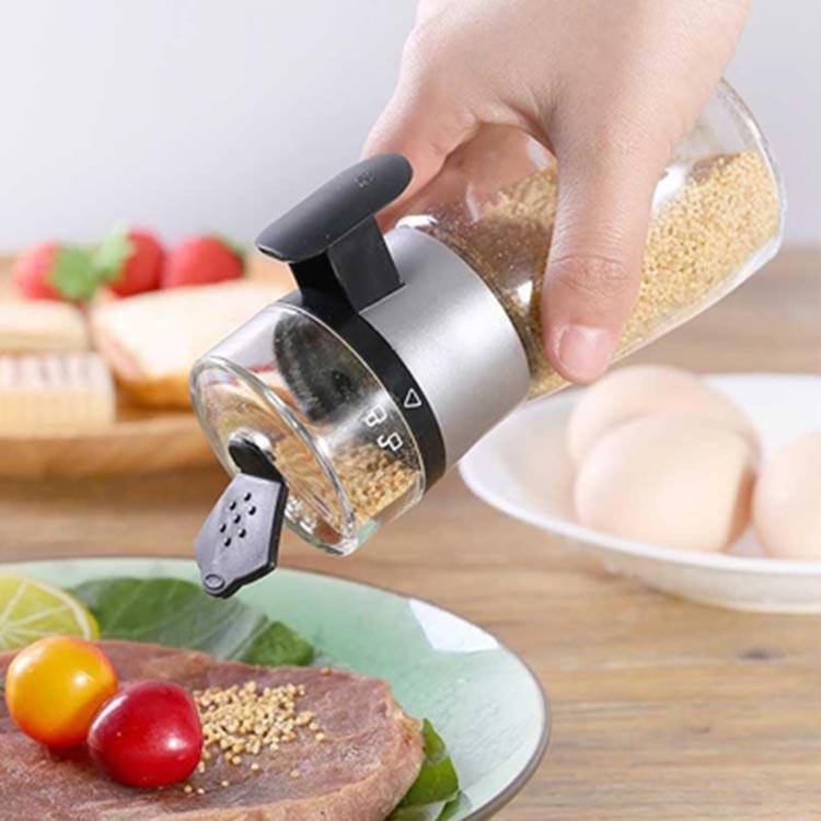 Multi-Purpose control metered 150ml glass salt and pepper dispenser with sealed protective cover