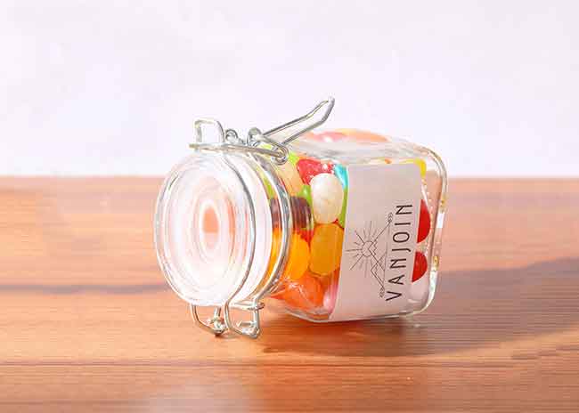 Clear 100ml square small airtight glass storage jars for candy spice cookies coffee