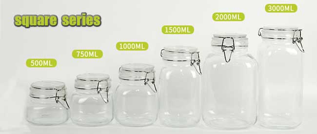 Clear 500ml small airtight glass canisters with airtight lid