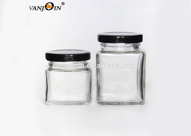 Crystal square shape Glass Jam Jar manufacturer with different size