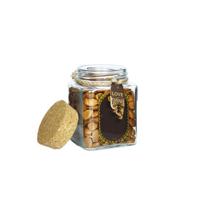580ml high capacity french square glass jars with wooden lids