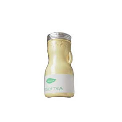 Wholesale 12oz clear glass juice bottles with aluminum caps and handle