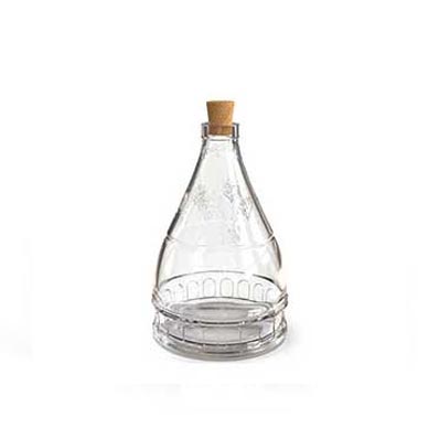 Unique design heavy base embossed glass bottles with corks wholesale