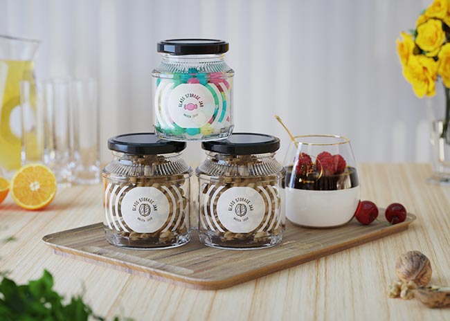 High quality clear 250ml glass sauce storage jars with lids