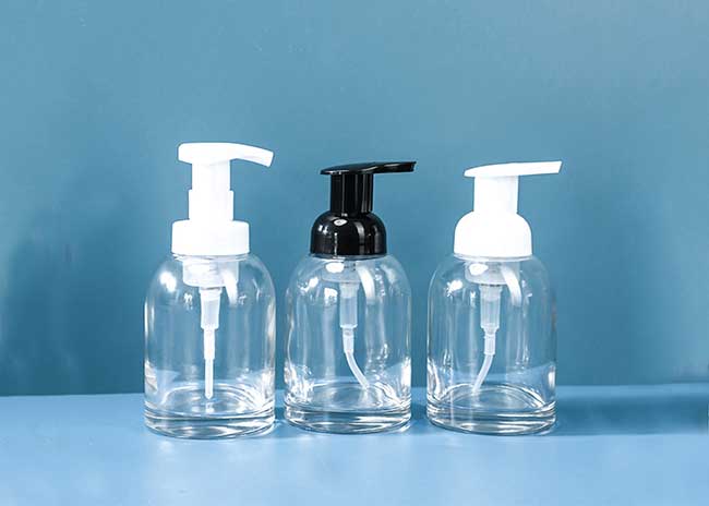 250ml clear glass lotion bottles with pump dispenser for hand sanitizer/soap/liquor liquid