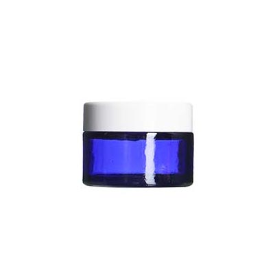 Low price small 1oz 30ml cobalt blue glass cream jars with liner and caps bulk