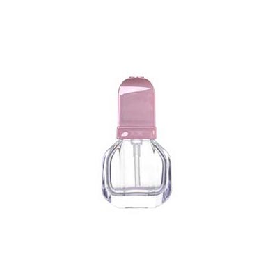 New design clear travel size 30ml glass toiletry bottles with pink caps bulk